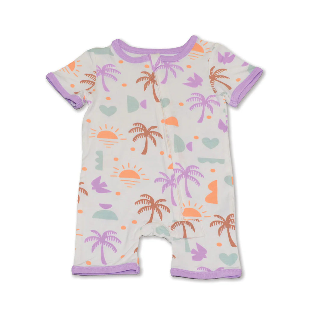 Silkberry Baby Bamboo Short Sleeve Zippy Romper - Boho Surf