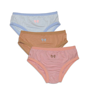 Silkberry Bamboo Girls Bikini Underwear 3PK - Coral Blush/Toast/Magic Cloud