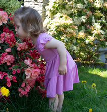 Load image into Gallery viewer, Silkberry Girls Bamboo Flutter Sleeve Tiered Dress with Bloomer - Crocus
