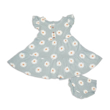 Load image into Gallery viewer, Silkberry Girls Bamboo Flutter Sleeve Tiered Dress with Bloomer - Daisy Print
