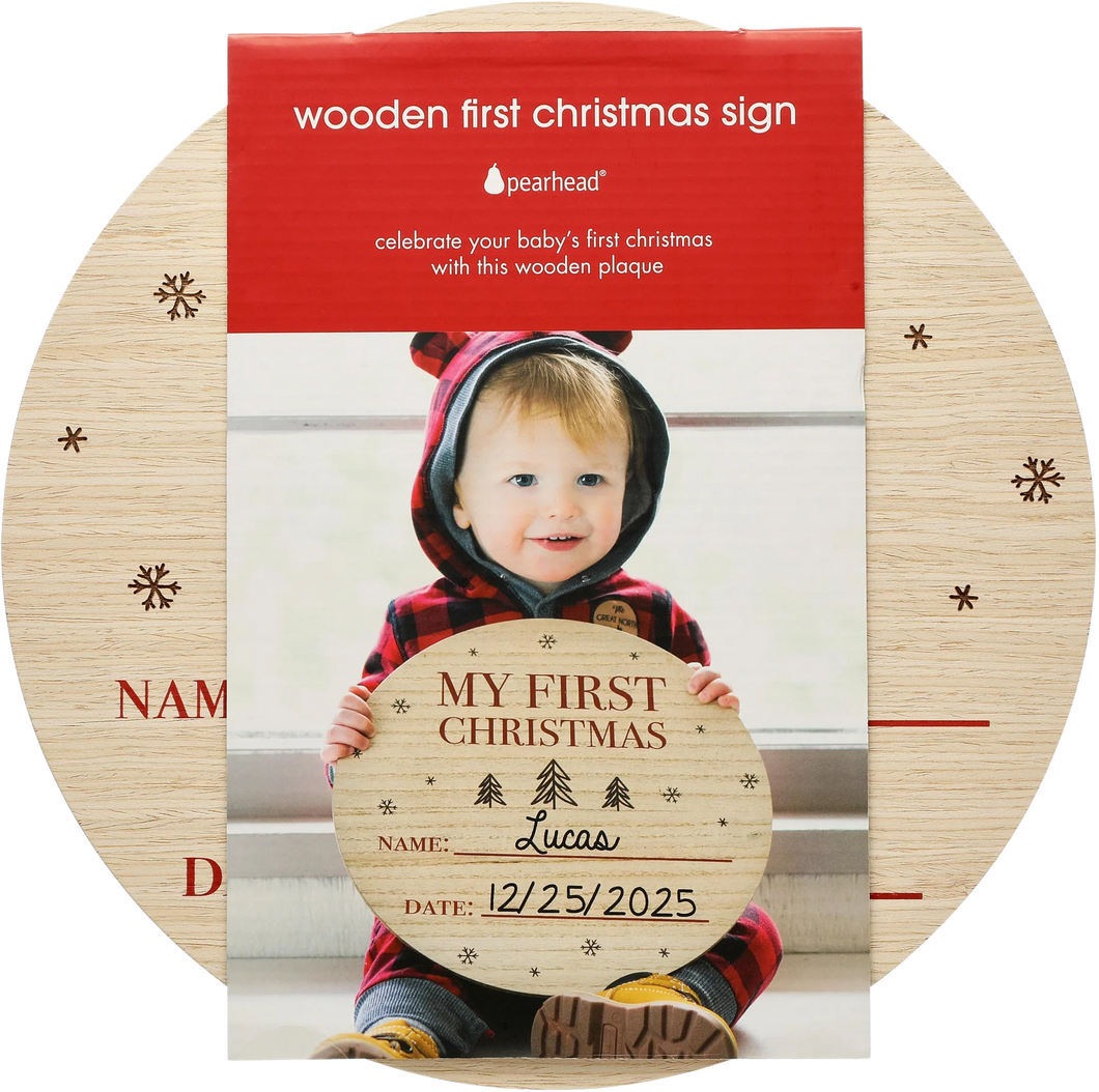Pearhead Wooden First Christmas Sign