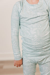 Moon Fruit Two Piece Bamboo Pajamas - Woodland Walk in Sage