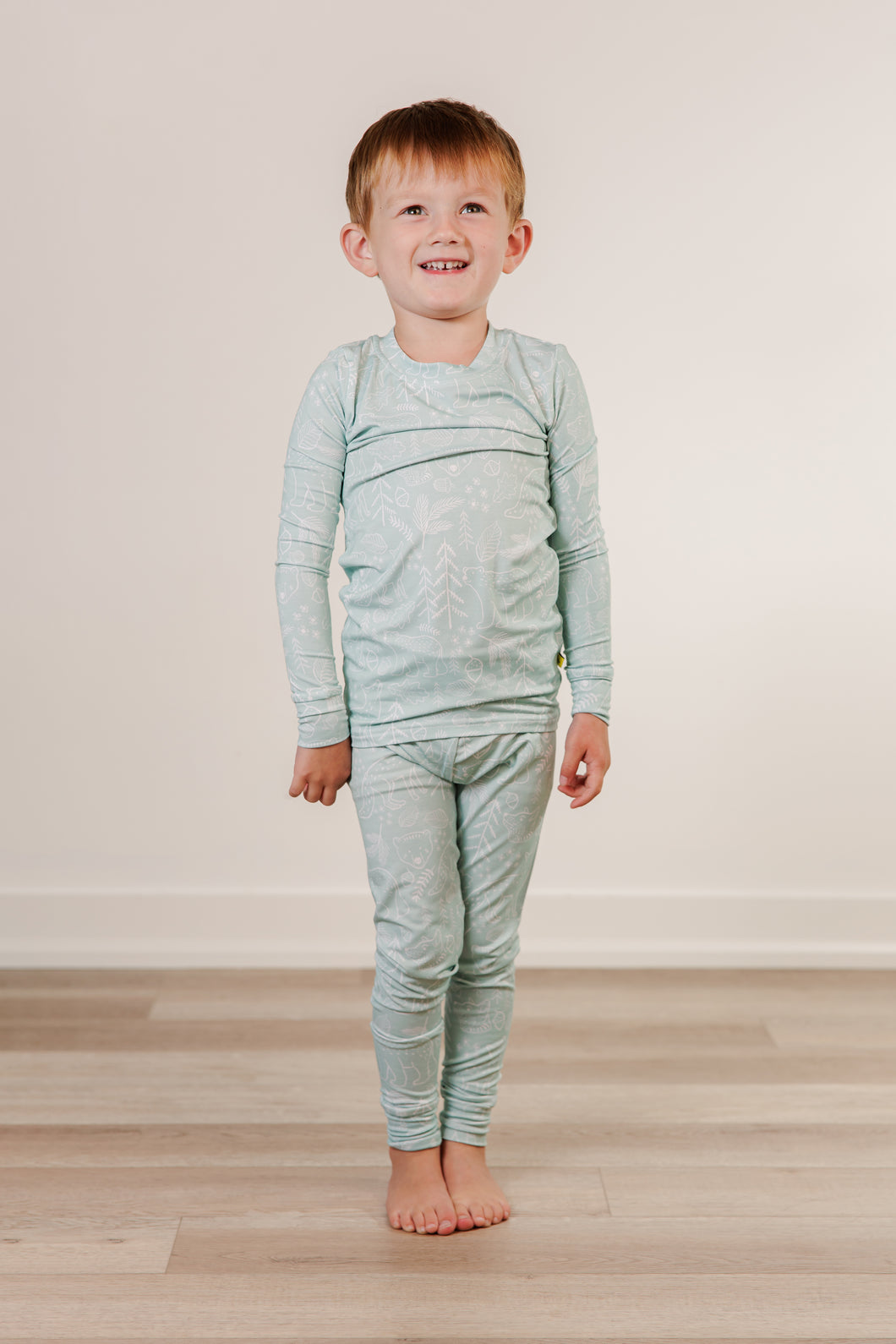Moon Fruit Two Piece Bamboo Pajamas - Woodland Walk in Sage