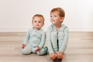 Moon Fruit Baby Zippy Bamboo Pajamas - Woodland Walk in Sage