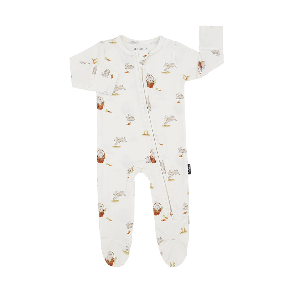 Belan.J Baby Footed Zipper Sleeper - Garden Bunnies
