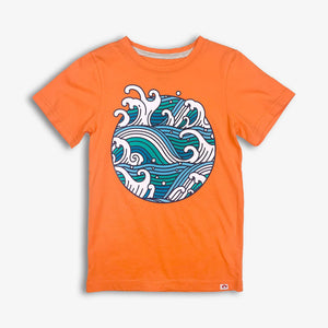 Appaman Boys Graphic Short Tidal Waves Sleeve Tee - Tangerine