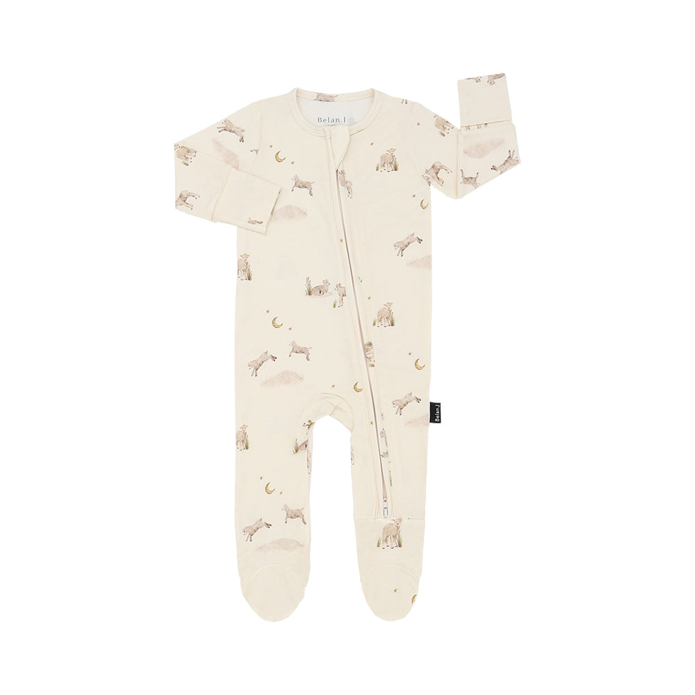 Belan.J Baby Footed Zipper Sleeper - Little Lambs