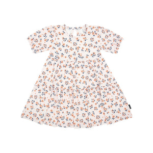 Belan.J Girls Short Sleeves Tiered Dress - Peachy Blossom