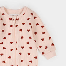 Load image into Gallery viewer, Petit Lem Pink Hearts on Peony Waffle Sleeper
