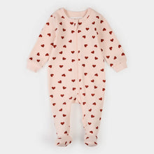 Load image into Gallery viewer, Petit Lem Pink Hearts on Peony Waffle Sleeper

