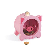 Load image into Gallery viewer, Janod Wooden Piggy Money Box
