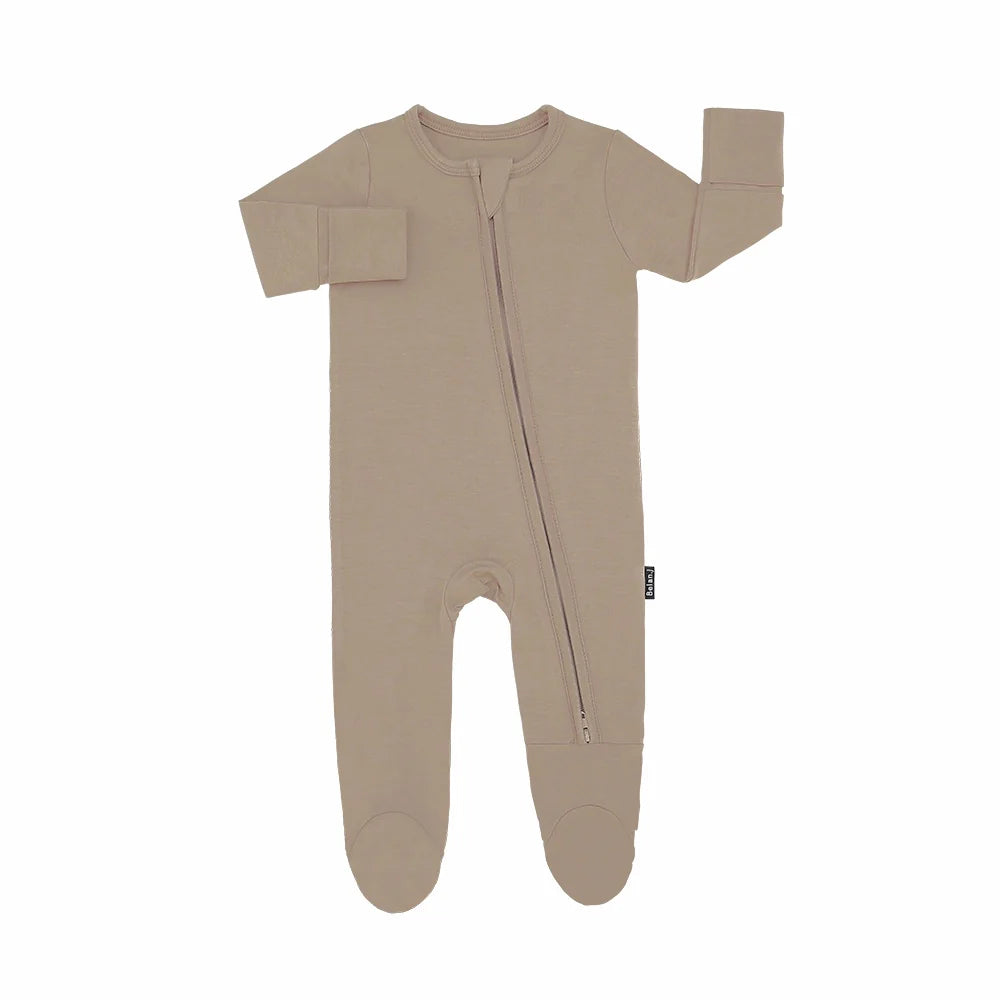 Belan.J Baby Footed Zipper Sleeper - Sandstone