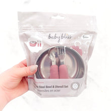 Load image into Gallery viewer, Baby Bliss Stainless Stainless Steel Bowl &amp; Utensils
