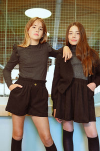 Molly Bracken Youth Girls Sweater w/Ruffled Shoulders - Ash Dark Grey