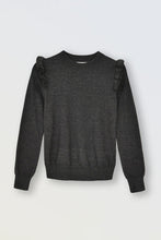 Load image into Gallery viewer, Molly Bracken Youth Girls Sweater w/Ruffled Shoulders - Ash Dark Grey
