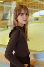 Load image into Gallery viewer, Molly Bracken Youth Girls Sweater w/Ruffled Shoulders - Ash Dark Grey
