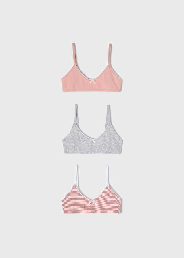 Mayoral Girls Set of 3 Bras - Peach