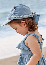 Load image into Gallery viewer, Mayoral Girls Baby Denim Cap with Ears and Bow
