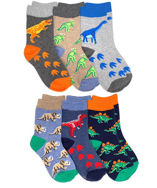 Jefferies Boys Dinosaur Crew Socks - 6 Pack