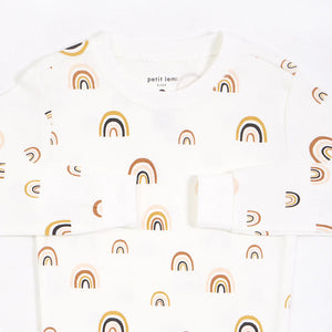 Petit Lem Rainbows Print on Off-White PJ Set