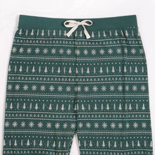 Load image into Gallery viewer, Petit Lem Fair Isle Holiday Trees Print on Forest Men&#39;s Henley PJ Set
