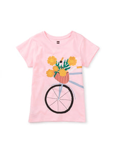 Tea Collection Girls Bicicleta Graphic Tee - Pink Lady