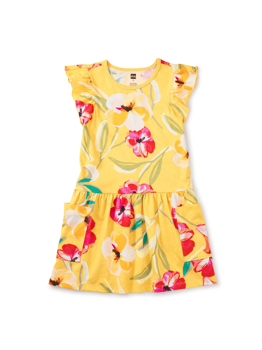 Tea Collection Girls Flutter Sleeve Pocket Dress