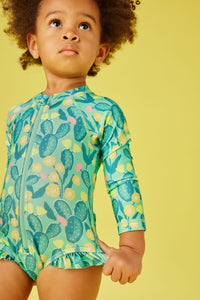 Tea Collection Girls Cactus Rashguard Swimsuit