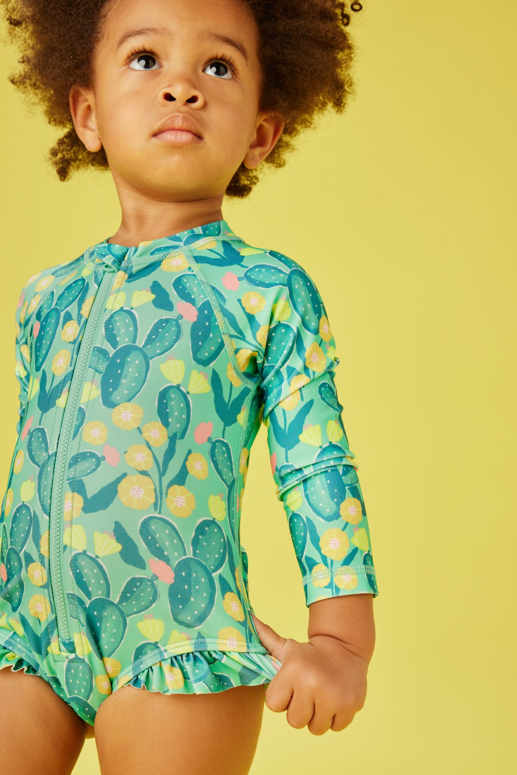 Tea Collection Girls Cactus Rashguard Swimsuit