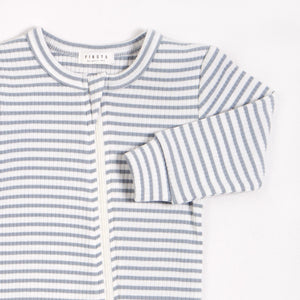 Petit Lem Firsts Baby Modal Rib Sleeper - Turquoise Striped