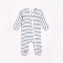 Load image into Gallery viewer, Petit Lem Firsts Baby Modal Rib Sleeper - Turquoise Striped
