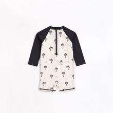 Load image into Gallery viewer, Petit Lem Baby Palm Trees on Crème Long Sleeve Swim Romper
