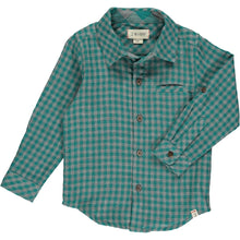 Load image into Gallery viewer, Me &amp; Henry Boys Atwood Woven Shirt - Teal/Grey Grid
