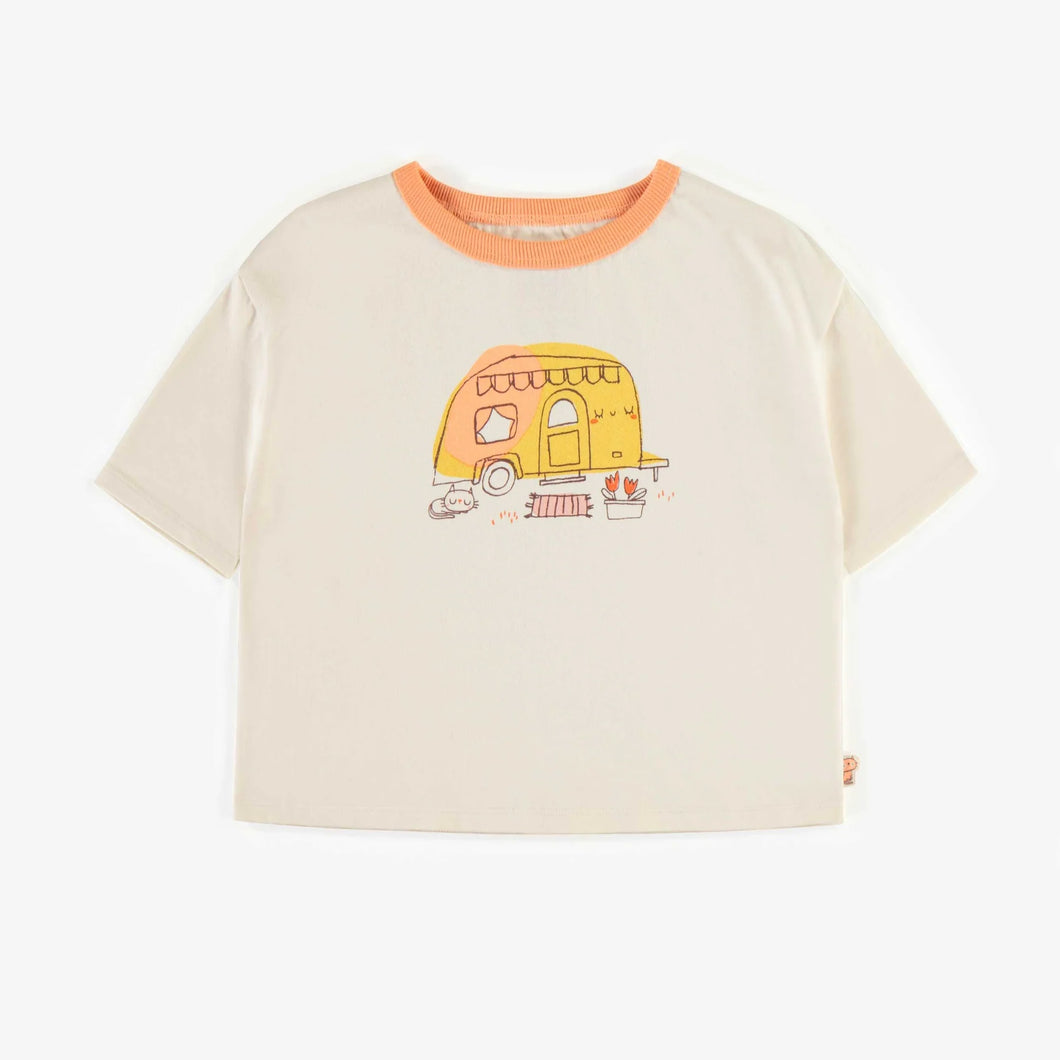 Souris Mini Girls Cream Camping Crop T-Shirt