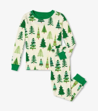 Hatley Christmas Trees Glow in the Dark Pajama Set