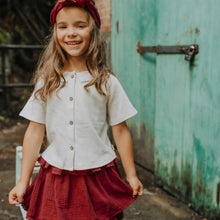 Load image into Gallery viewer, Souris Mini Girls Short Sleeve Waffle T-Shirt - Cream

