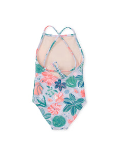 Tea Collection Girls Cross Back One-Piece Swimsuit - Garden Under the Sea