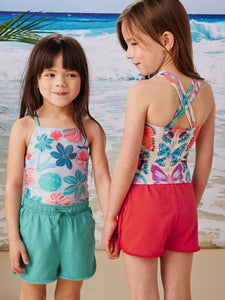 Tea Collection Girls Cross Back One-Piece Swimsuit - Garden Under the Sea