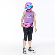 Load image into Gallery viewer, deux par deux Girls Long Tank Top With Iridescent Applique - Purple
