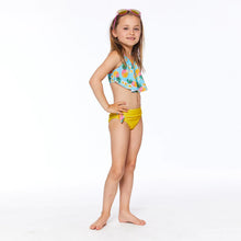 Load image into Gallery viewer, deux par deux Girls Printed Two Piece Swimsuit - Blue Pineapple &amp; Yellow
