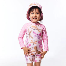 Load image into Gallery viewer, deux par deux Baby Girls Printed One Piece Rashguard - Pink Dragonflies
