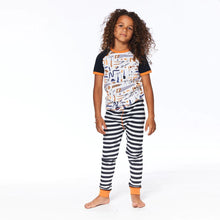 Load image into Gallery viewer, deux par deux Boys Organic Cotton 2PC Printed Pajama Set - Off White Tools &amp; Black Stripes
