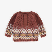 Load image into Gallery viewer, Souris Mini Baby Boys Jacquard Brown Knit Cardigan
