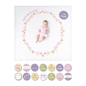 Lulujo Baby's First Year Blanket & Cards Set