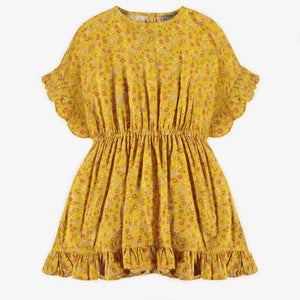 Souris Mini Girls Yellow Flowery Viscose Dress