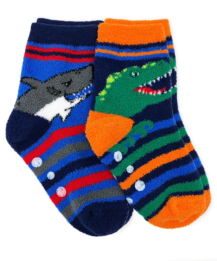Jefferies Socks Dino & Shark Fuzzy Non-Skid - 2 Pack