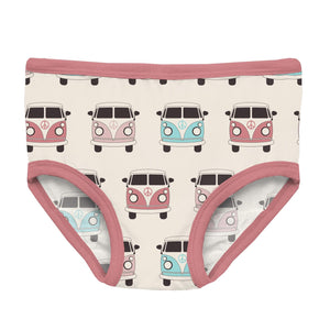 Kickee Pants Girls Print Underwear Set of 3 - Peace, Love and Happiness, Baby Rose & Natural Vintage Vans