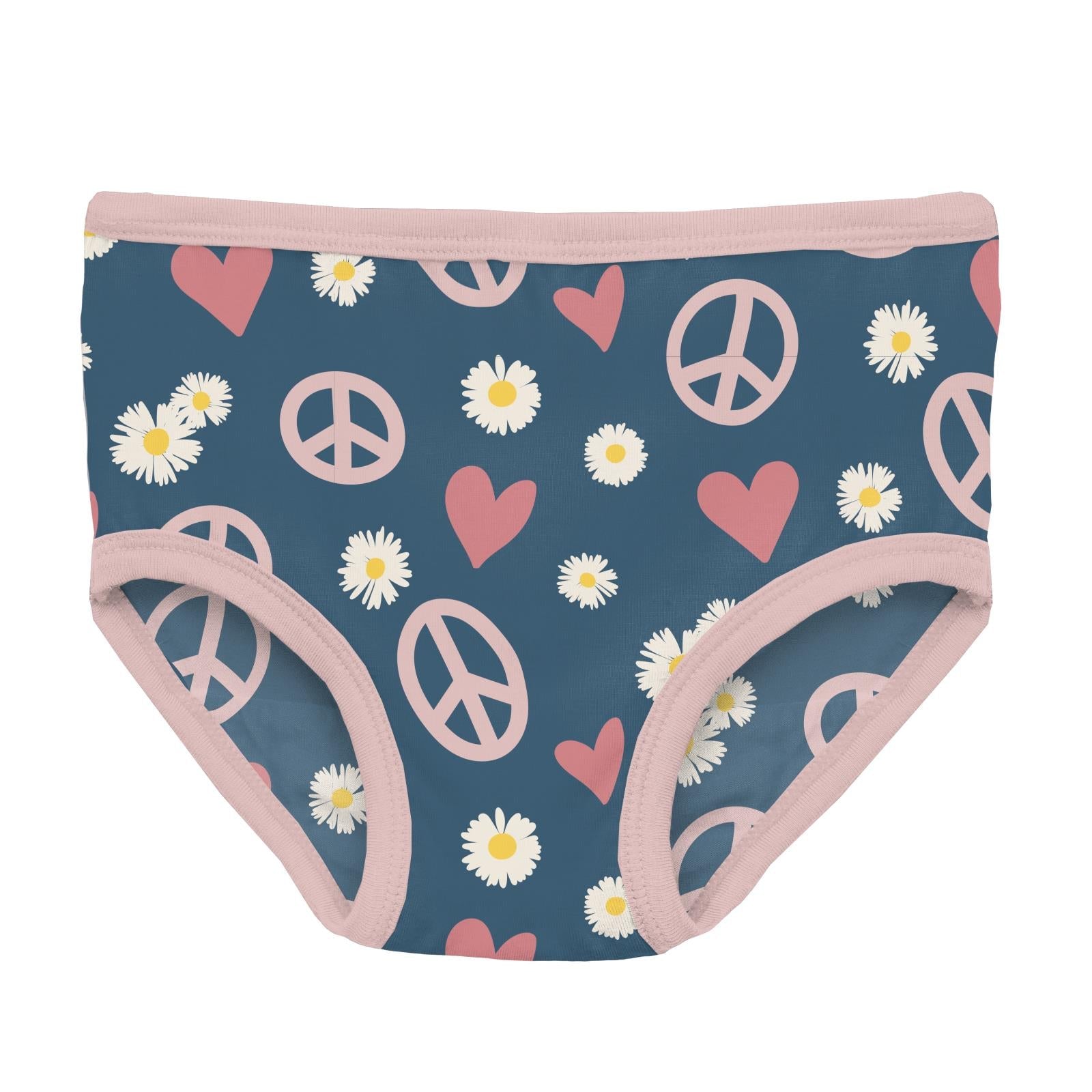 Kickee Pants Girls Print Underwear Set of 3 - Peace, Love and Happines –  Chicken Little Shop