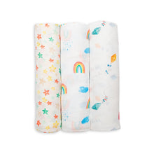 Load image into Gallery viewer, Lulujo Bamboo Muslin Swaddle 3 Pack - High in the Sky
