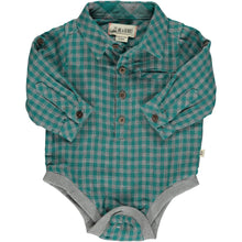 Load image into Gallery viewer, Me &amp; Henry Baby Boys Jasper Woven Onesie - Teal/Grey
